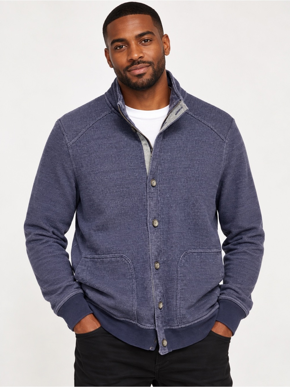 Banana Republic Men’s XL Navy Herringbone Button Front Jacket